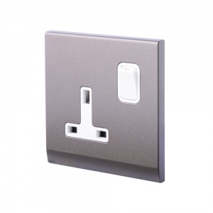 Simplicity 13A DP Single Plug Socket with Switch Charcoal